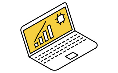 Fintech icon of AI-powered investment advice with artificial intelligence and financial analysis