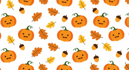 Naklejka premium Festive Autumn Pumpkin Pattern A Delightful Image_fx (55).png of Fall Fun and Seasonal Charm