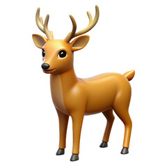 Obraz premium Cartoon Reindeer with Large Antlers Standing on White Background for Holiday Decorations