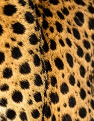 Naklejka premium Detailed Leopard Fur Texture with Black Spots on Golden Brown Background