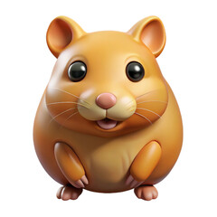 Fototapeta premium Cute Cartoon Hamster Toy Character with Big Eyes and Round Body in Bright Colors