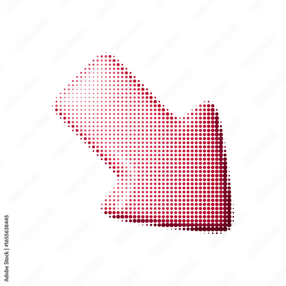 Poster vector illustration of a red down arrow with halftone texture. abstract dotted design element for na
