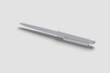 White pen mockup isolated on a grey background, with a clipping path  