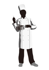 Vector Monochrome Chef Illustration Isolated On A White Background.