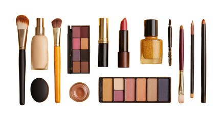 Flat lay of various makeup products.  