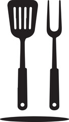 Spatula and fork icon. BBQ and grill tools