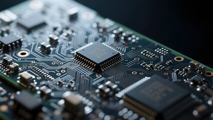 Close-up of a Detailed Circuit Board with Integrated Circuits