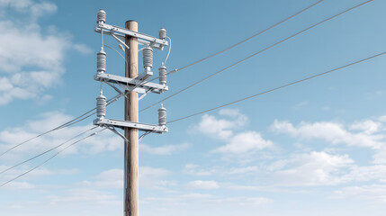 Obraz premium Electric Poles with High Voltage Wires – Energy Supply Infrastructure