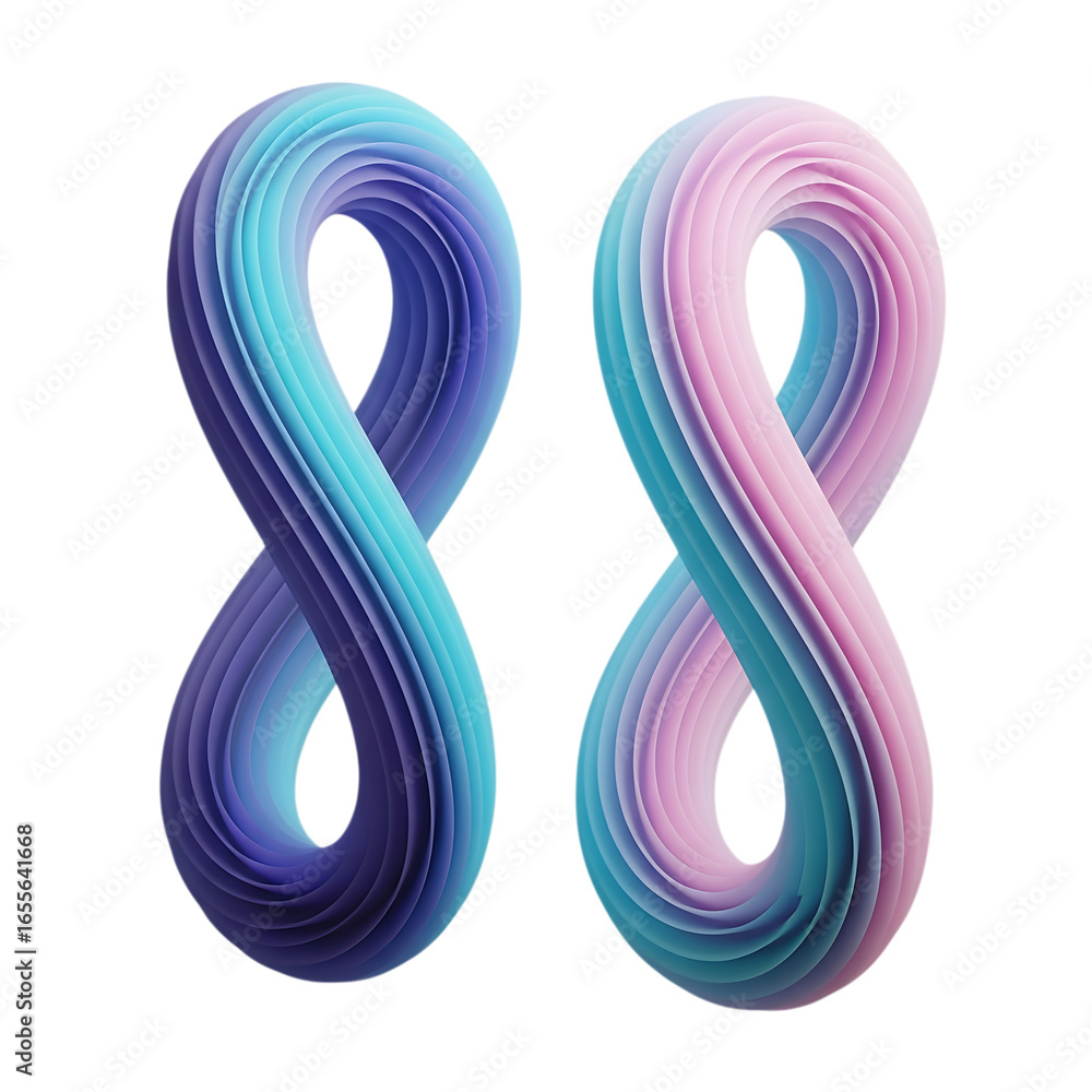 Aufkleber two abstract number eights with colorful gradient, isolated on transparent background, representing 