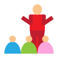 Leader Speaking to Team Vector Flat Icon Design