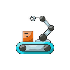 Factory Bot Icon, Industrial Manufacturing Robot Vector
