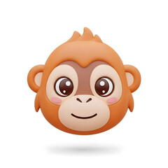 Obraz premium Adorable Cartoon Monkey Face with Big Eyes.