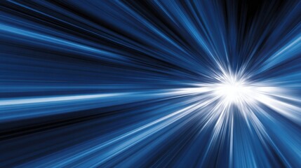 Bright rays of blue light radiate outward from a central point, creating an energetic and vibrant effect against a black background. This dynamic display evokes a sense of motion and excitement.