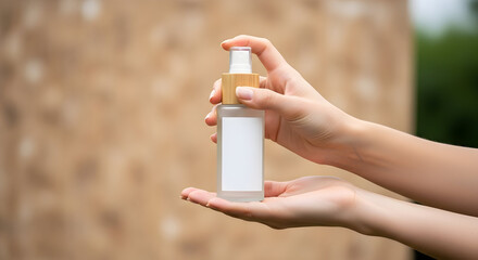 Natural hand sanitizer spray bottle mockup clean product design eco friendly packaging minimalist branding