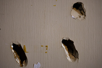 Damaged Prefabricated Wall With Cracks And Holes