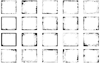 Set of 20 hand drawn grunge frame. Vector illustration.