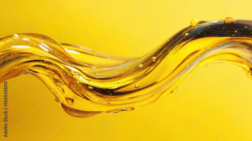 Poster a vibrant golden liquid flows in elegant waves, reflecting light and creating captivating shapes. th