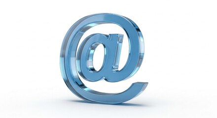 Fototapeta premium Blue glass at symbol on white background email internet