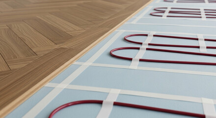 Wooden Parquet Floor Installation with Underfloor Heating System parquet flooring