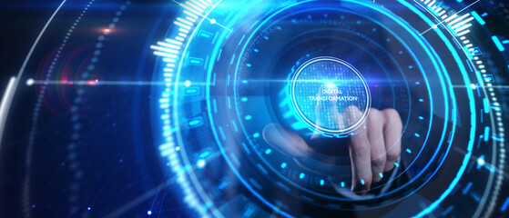 Concept of digitization of business processes and modern technology. Digital transformation.