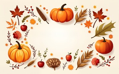 Bundle of Thanksgiving dinner templates with pumpkins,mushrooms,corn,apples,wheat,plants,leaves,berries and floral elements.Holiday invitations design.Trendy autumn vector illustrations. High quality