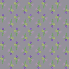 seamless pattern purple, pink, and green flower 