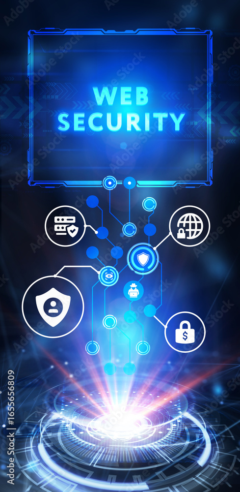 Aufkleber web security. cyber security, computer data encryption and internet protection. 3d illustration