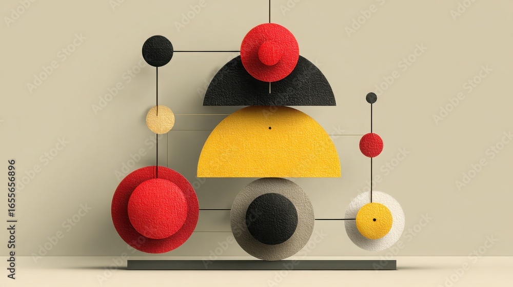 Poster artistic sculpture composed of various shapes highlighting the intersection of creativity and ai-dri