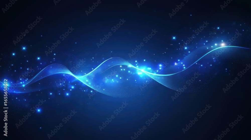Poster glowing circle lines creating a modern abstract design in dark blue hues