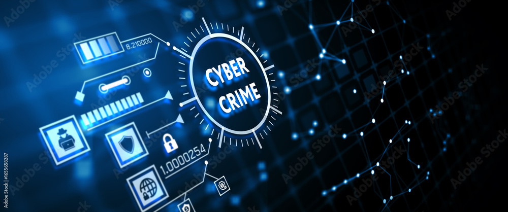 Poster the concept of a cyber attack on a computer network. cyber crime and internet privacy hacking. 3d il