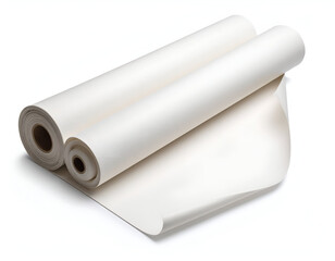 Roll of Primed Canvas Material for Artistic Creations, Partially Unrolled with Texture, Isolated on White