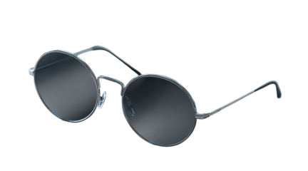 Stylish sunglasses with metallic frames and dark lenses perfect for fashion and summer on transparent background.