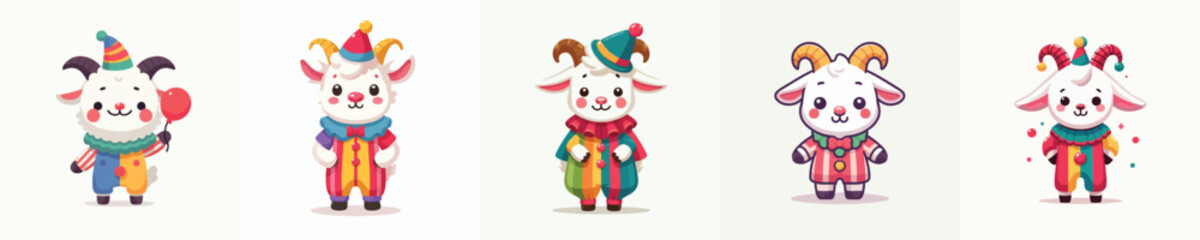 goat vector in clown costume