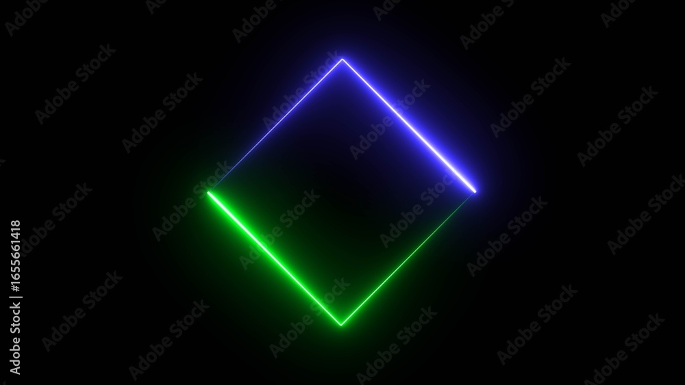Canvas Prints neon square frame illustration. square frame illustration and seamless black background.