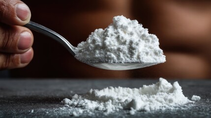 Flour on spoon culinary ingredient