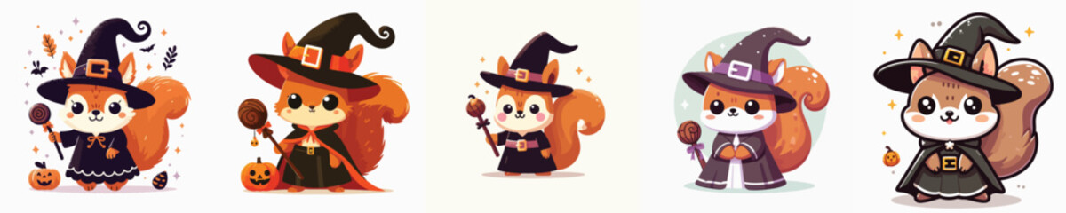 squirrel vector in witch costume