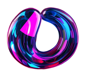 Abstract glass ring white neon gradient light on transparent background.