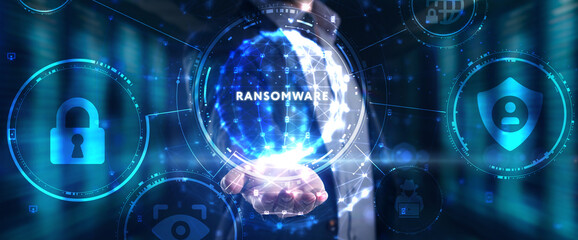 Cyber security lock that is being decoded using a ransomware