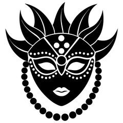 Decorative mask with pearls silhouette vector illustration 