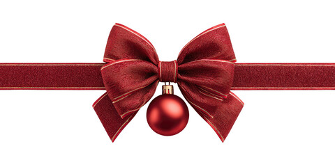 Red ribbon bow with Christmas ornament (2)