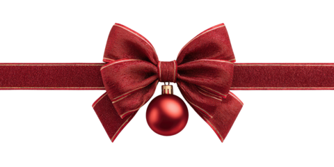 Red ribbon bow with Christmas ornament (2)