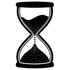 Hourglass with golden sand almost finished silhouette vector illustration 