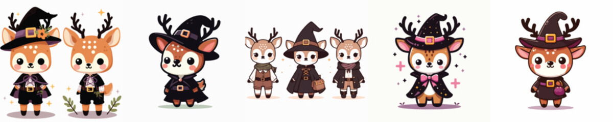 deer vector in witch costume