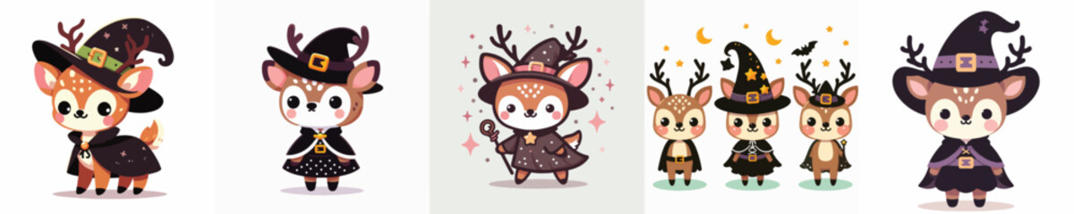 deer vector in witch costume