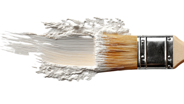 Paintbrush with white paint stroke