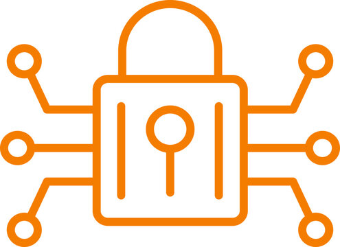 cyber security line icon, cyber security line icon &ndash; data protection, privacy, network security symbol