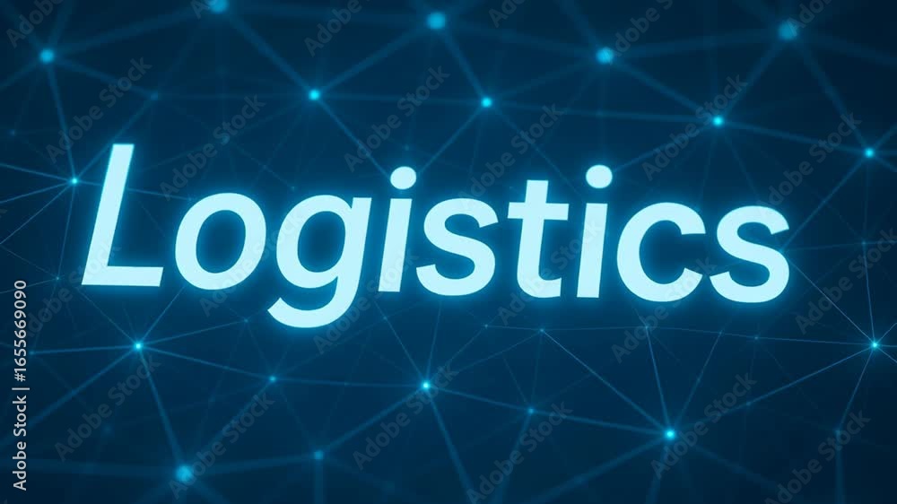 Poster logistics global system inventory network connection technology concept with glowing points illustra