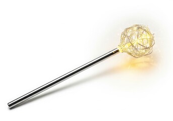 Photo of illuminated decorative ball on a stick isolated on white background