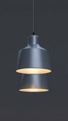 Obraz premium Modern industrial pendant light fixture with brushed metal finish