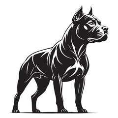 black pitbull Silhouette Vector, High Quality Illustration on White Background
